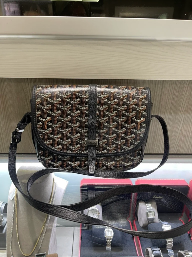 Borsa a tracolla Goyard Belvedere II PM Goyardine nera, usata.