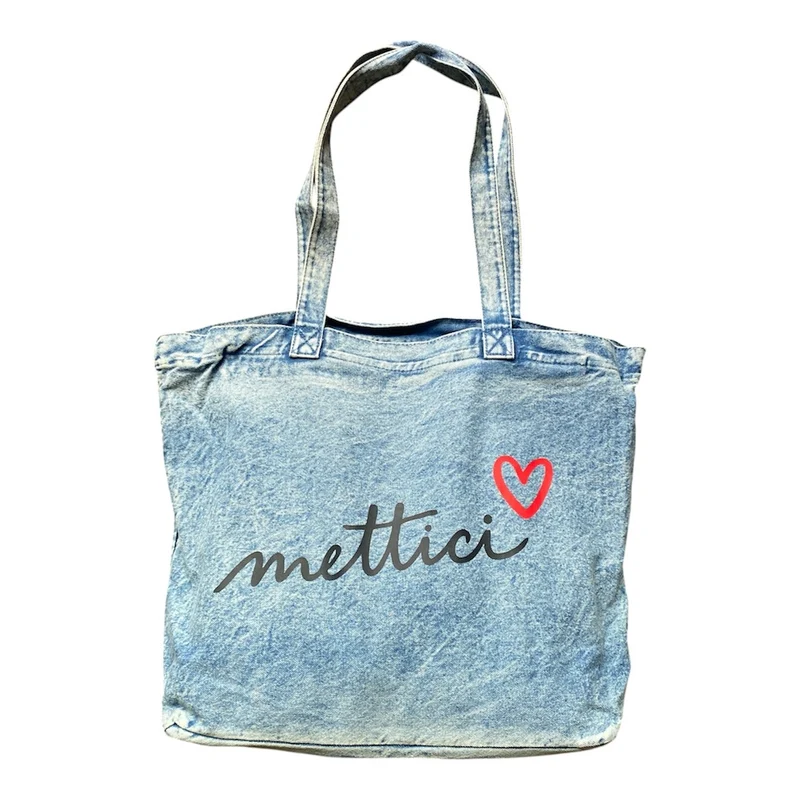 Maxi Bag in Jeans Riciclato "METTICI CUORE"