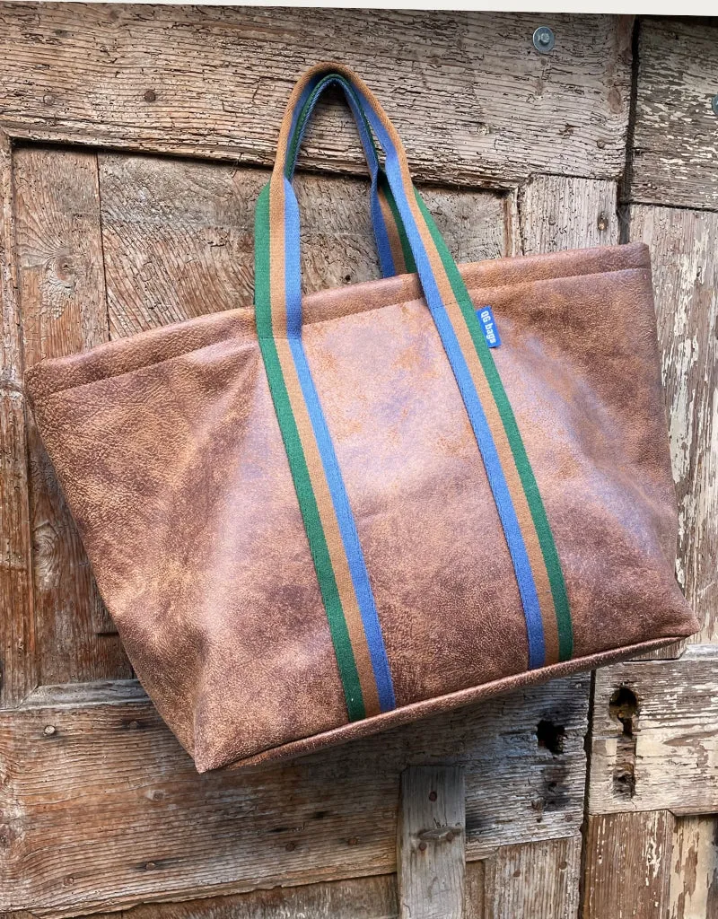 Super Bag PELLE biscotto + manico 84 (fodera e tasca interna)