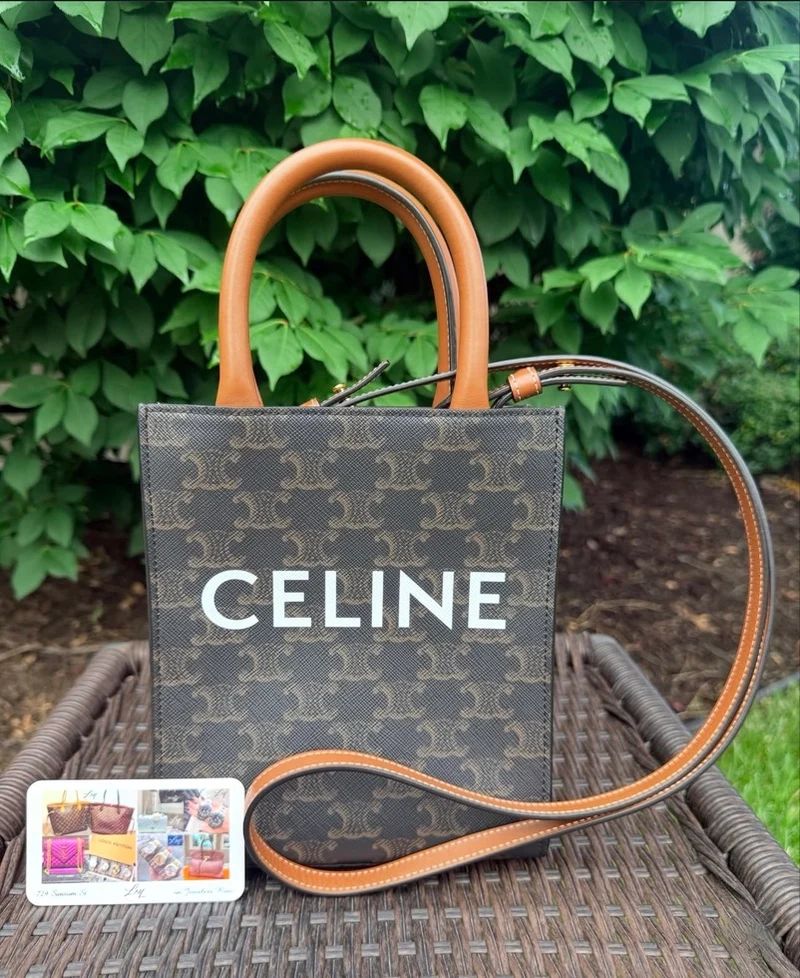 Borsa Celine Mini Vertical Cabas Triomphe in tela e pelle di vitello (2021) usata.