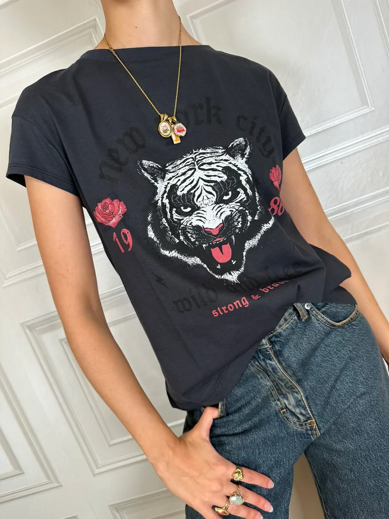T-shirt New York tigre nera - Susymix