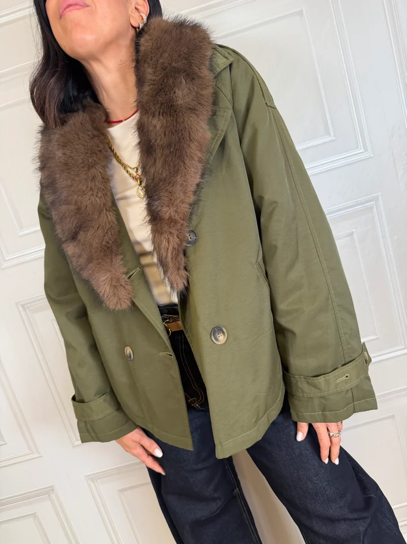 Giacca militare trapuntata Blake collo eco pelliccia - SusyMix