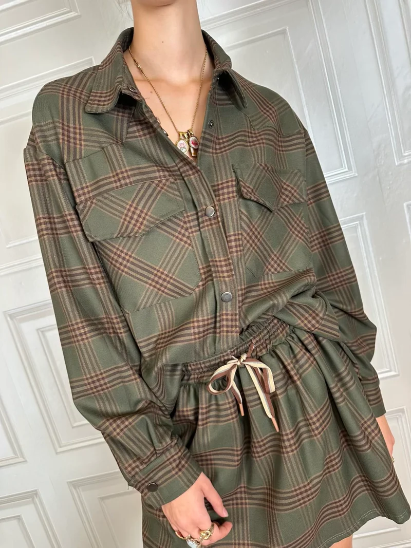 Camicia over check verde - Kikisix
