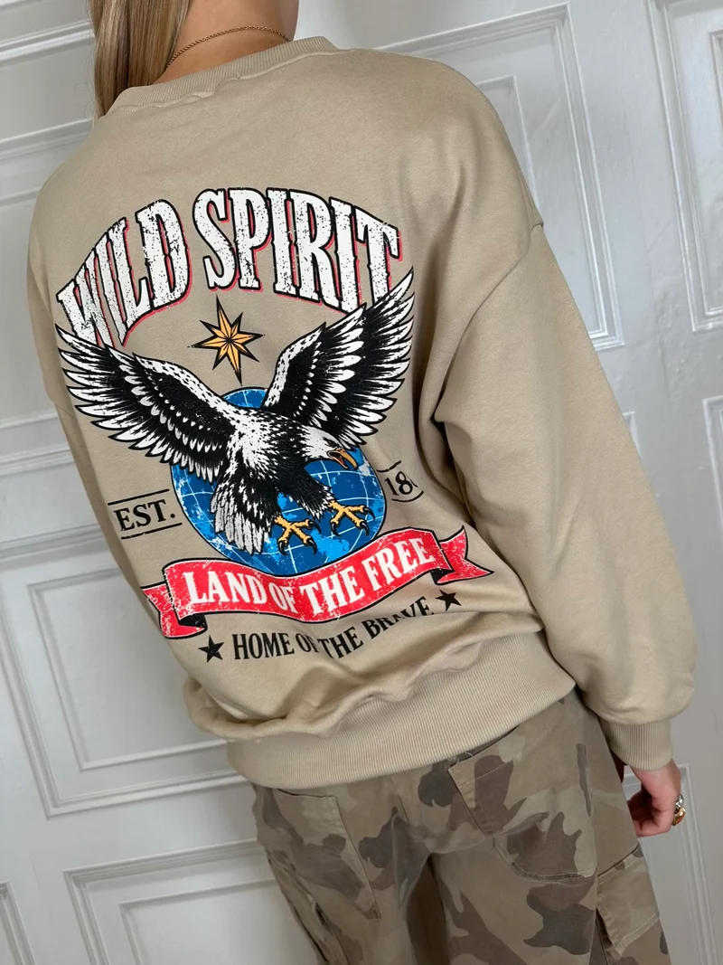 Felpa wild spirit beige - Haveone