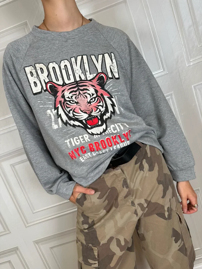 Felpa tigre Brooklyn grigio - SusyMix