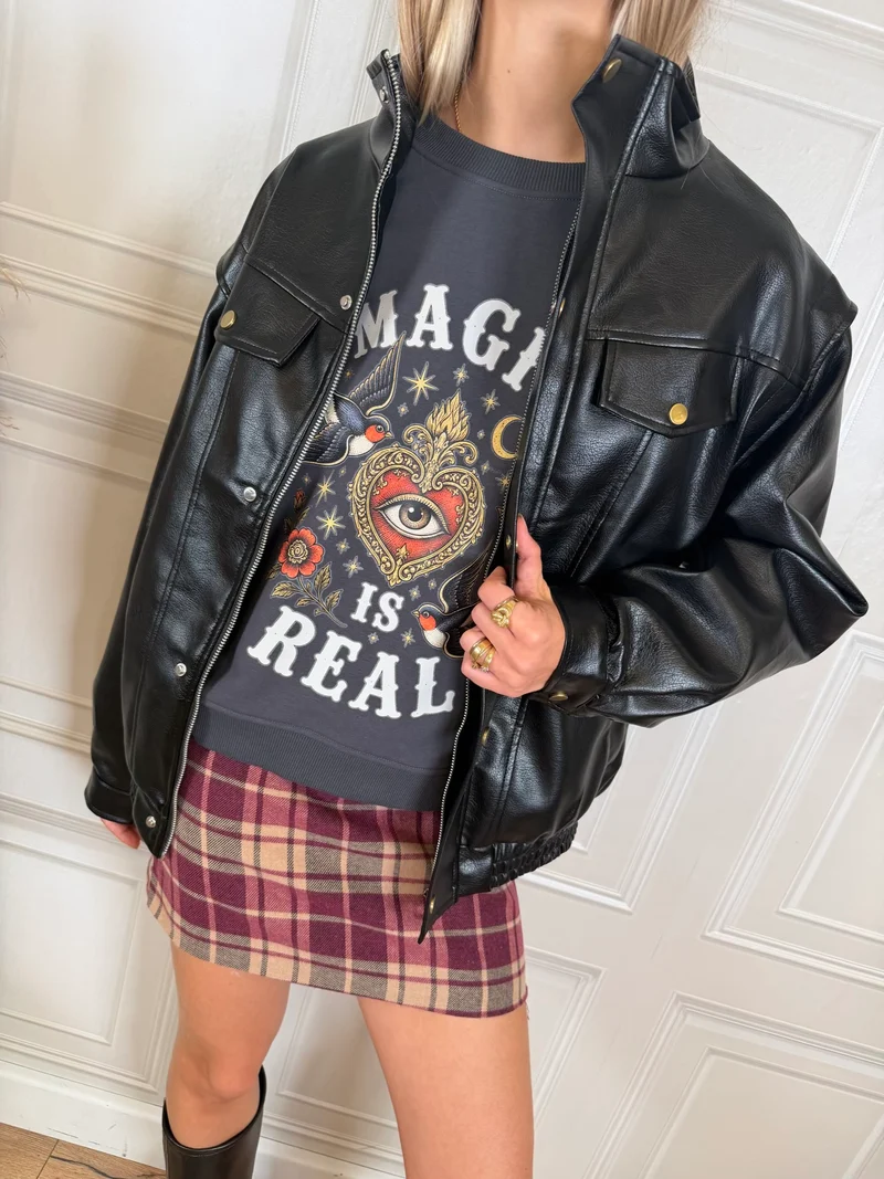 Giacca bomber ecopelle nero Phoebe - Vicolo