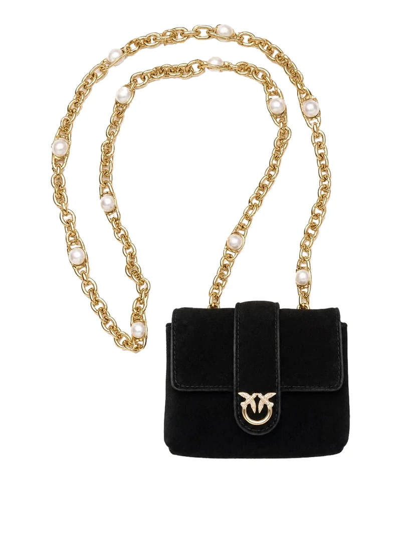 Pinko Borsa A Tracolla Pinko Pocket Necklace Suede Nero