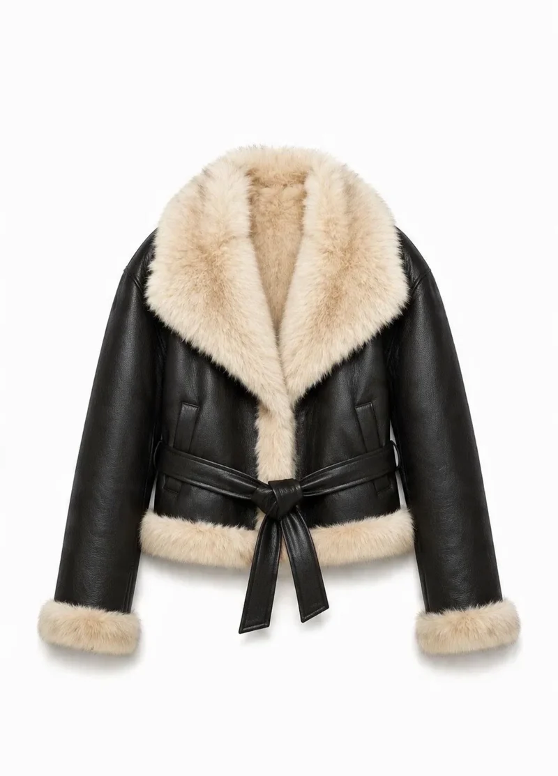 Pelliccia Roxy reversibile nera - Hola selection
