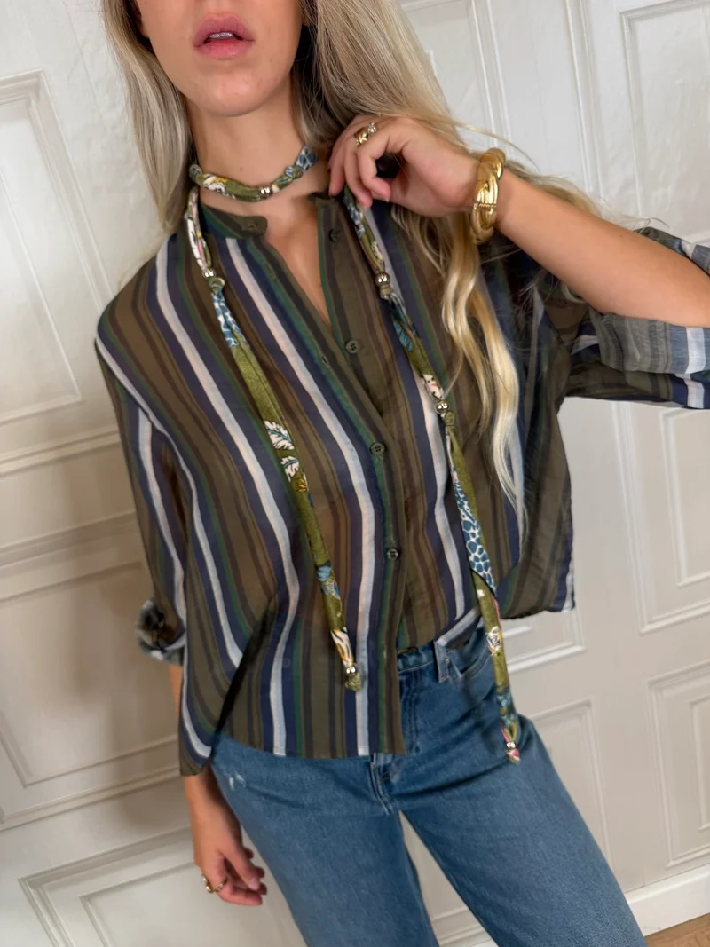 Camicia rigata Jungle verde oliva - Nomad Haveone