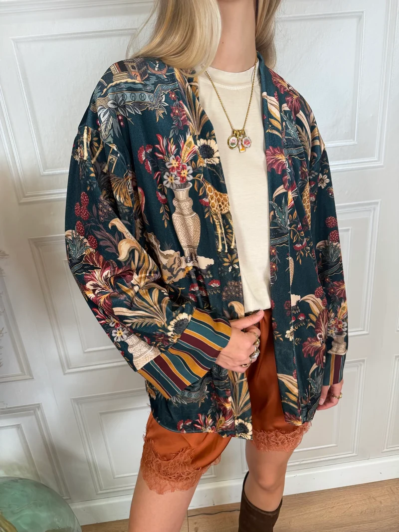 Giacca kimono ciniglia Flora - Nomad Haveone