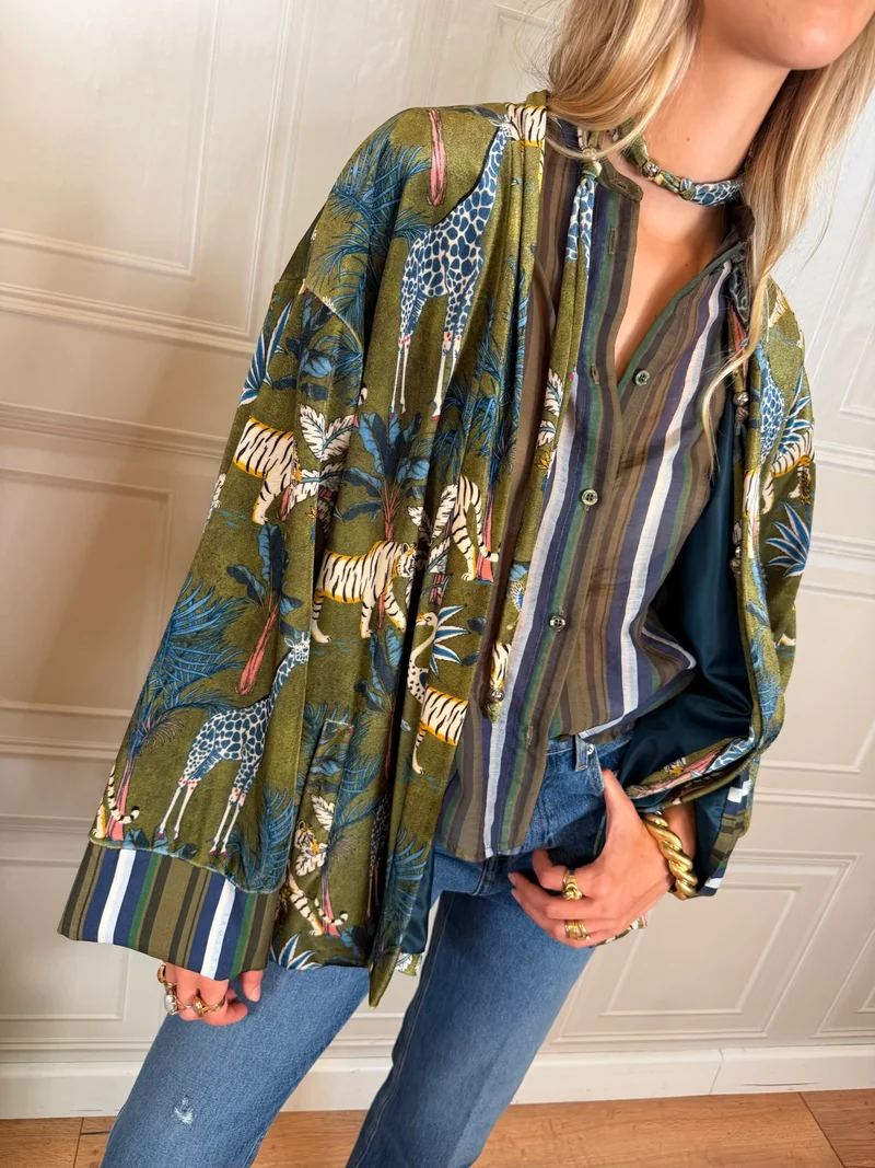 Giacca Kimono Ciniglia Jungle - Nomad Haveone