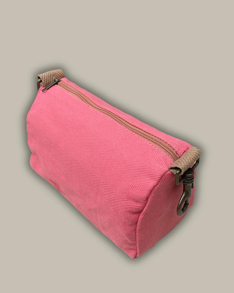 BEAUTY CLASSIC tessuto spigato rosa salmone - manico biscotto