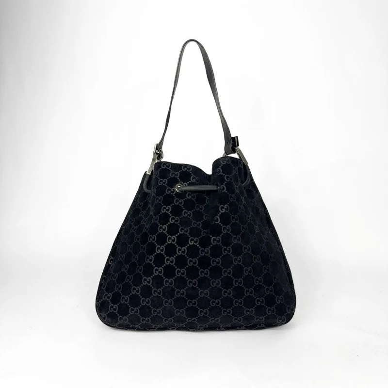 Gucci Borsa a tracolla GG in pelle scamosciata nera