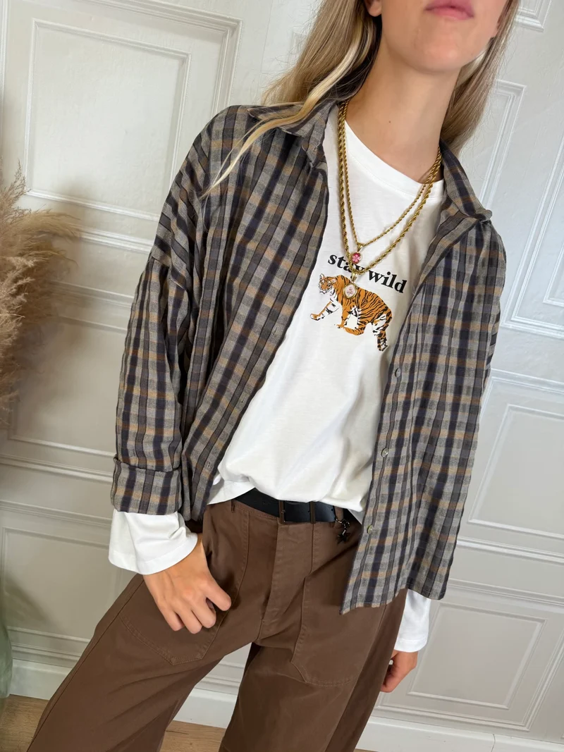 Camicia check moro e blu - Haveone