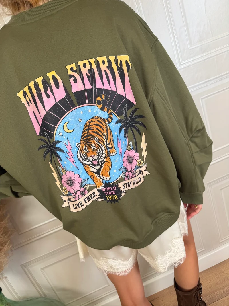 Felpa Wild spirit tigre militare - Vicolo