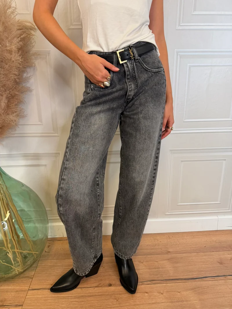 Denim Lucy barrel grigio effetto slavato - Haveone