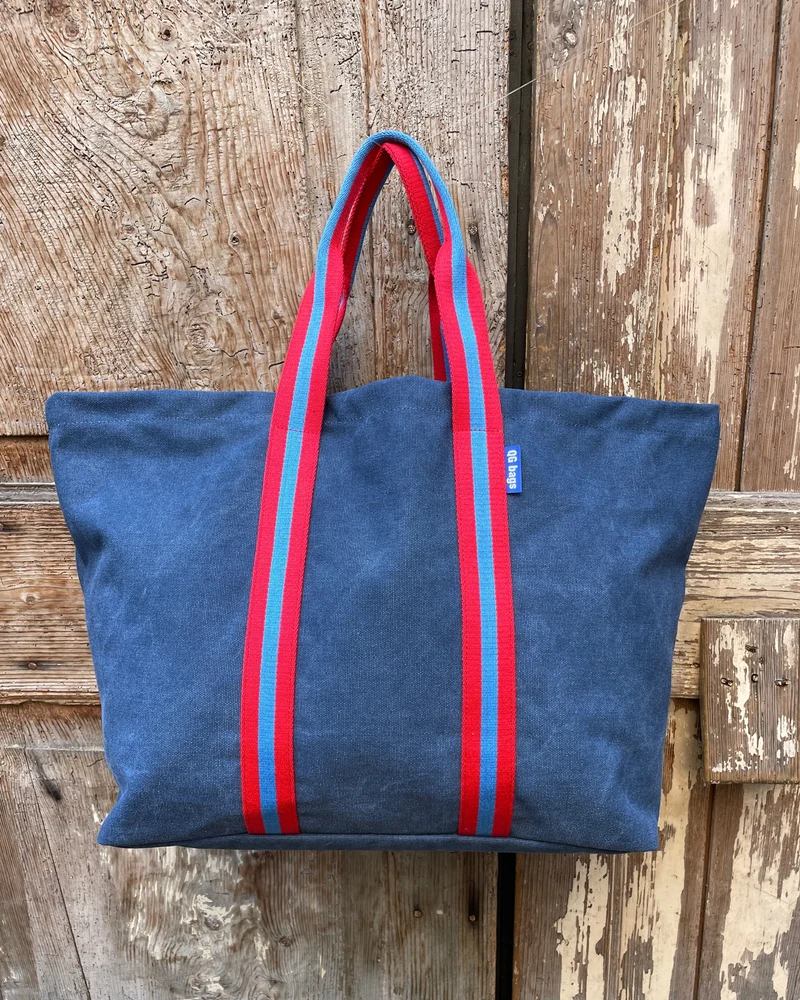 SUPER BAG tessuto cotone blu jeans + manico 102