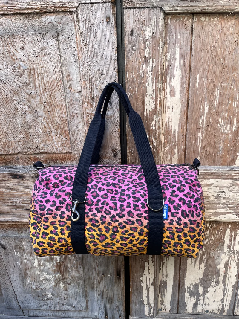 CITY canvas stampato ANIMALIER nero + manico nero