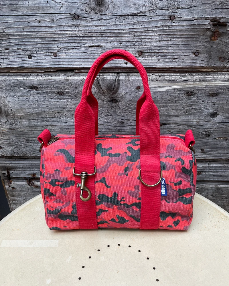 Lady Bag canvas stampato camou rosso + manico rosso