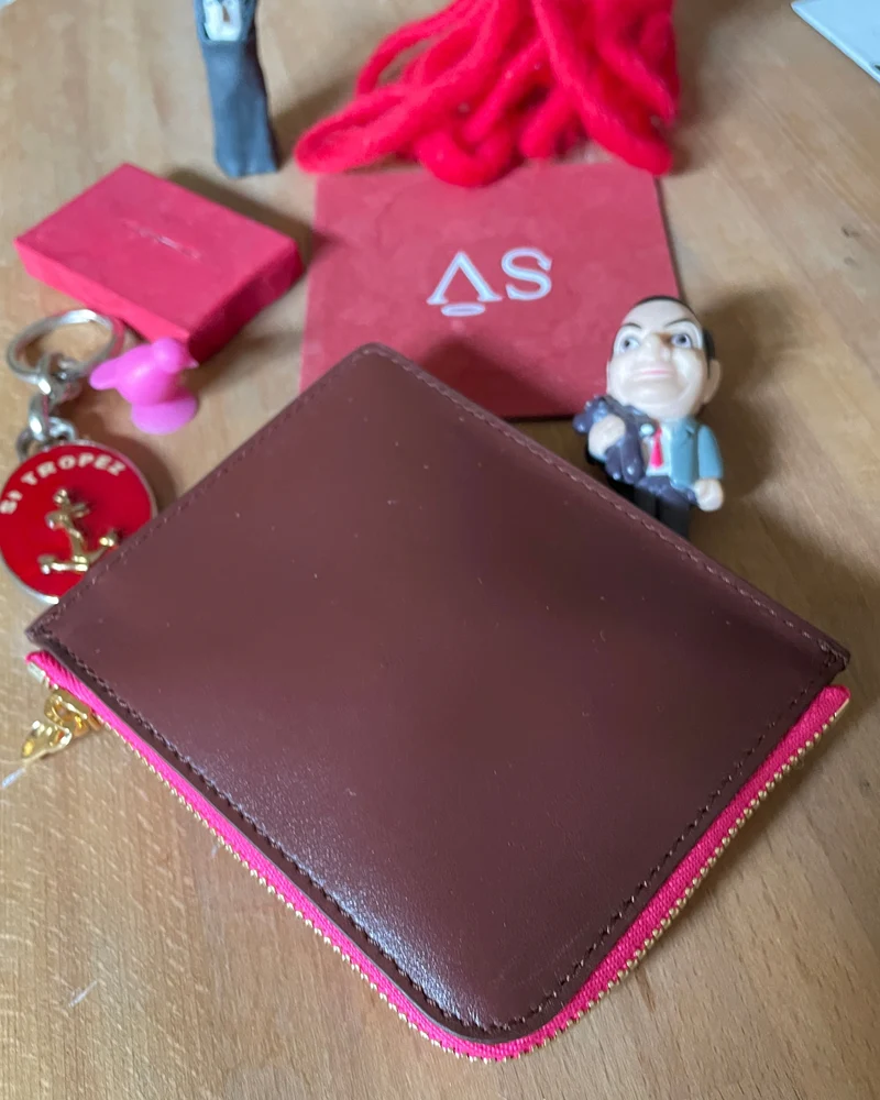 IL BAU pelle marrone + zip fucsia