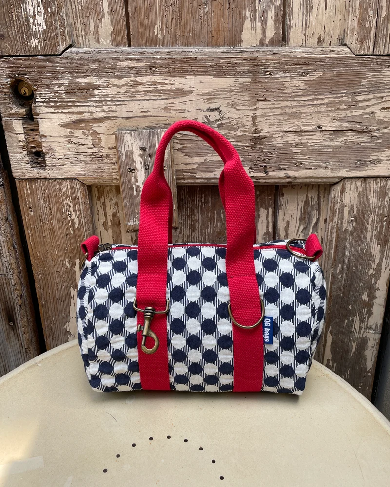 Lady Bag - cotone fantasia - manico rosso