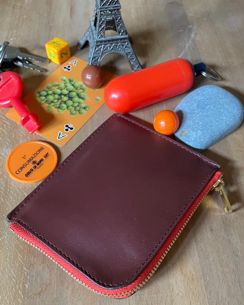 IL BAU pelle marrone + zip arancione
