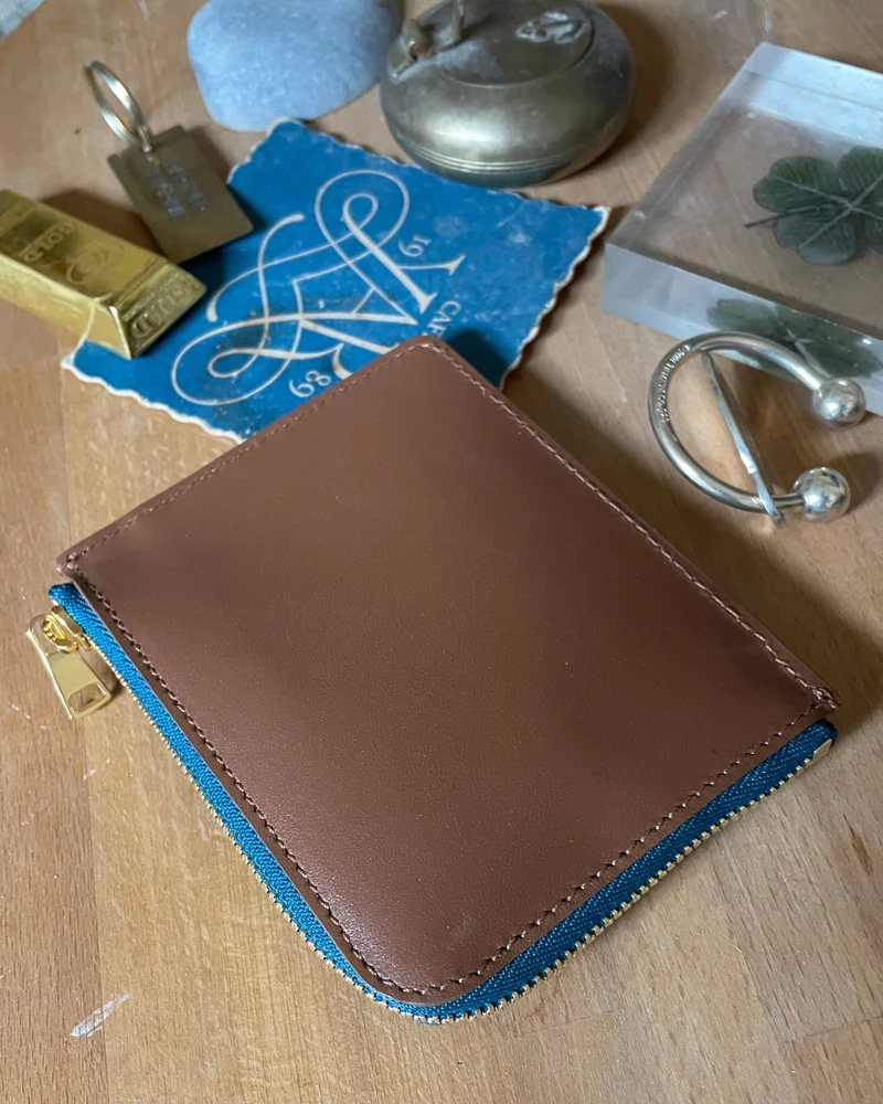 IL BAU pelle cuoio + zip petrolio