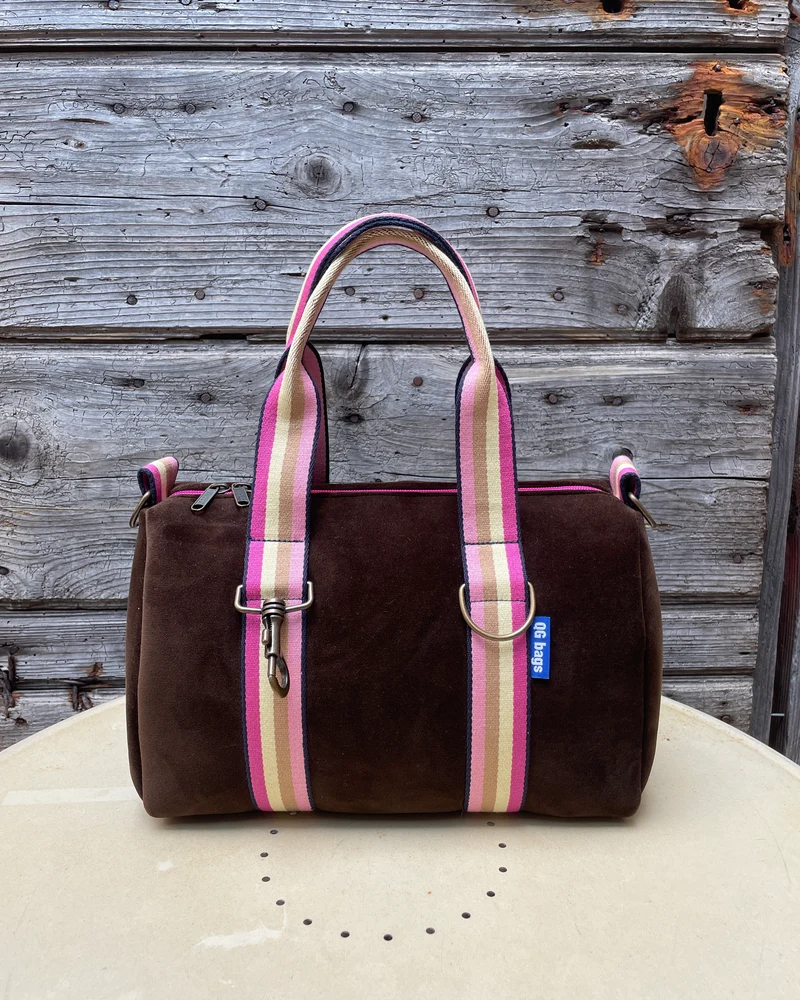 Lady Bag velluto impermeabile marrone + manico 77