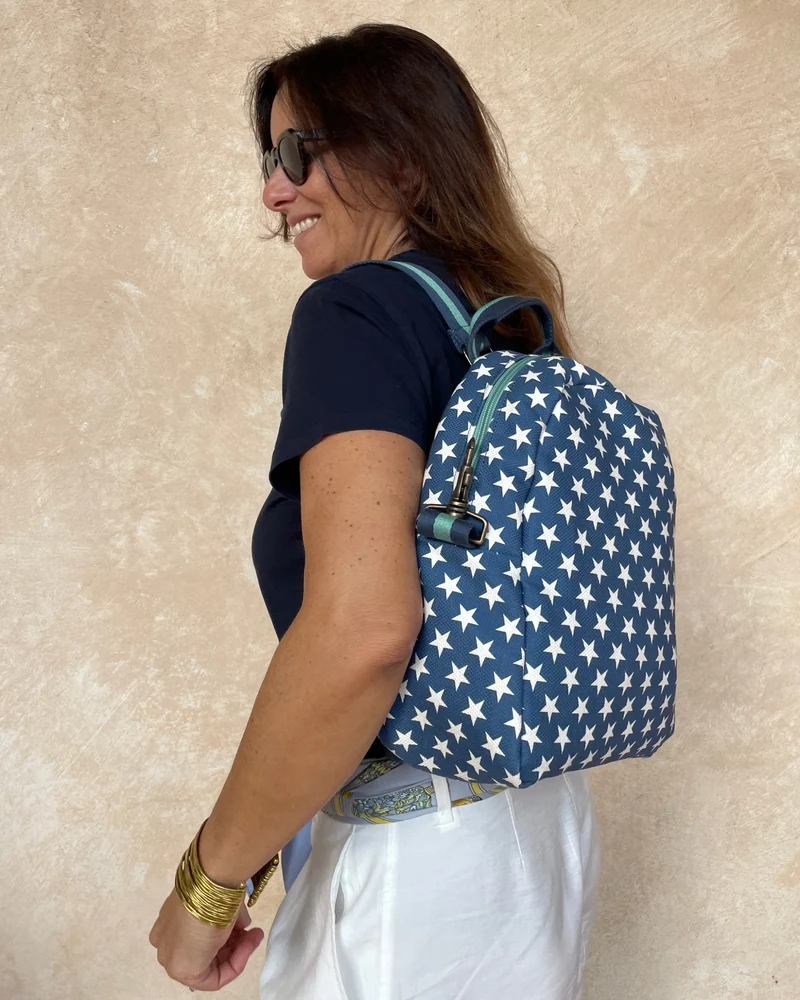 ZAINETTO canvas stampato stelle blu + manico BAB