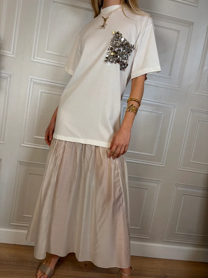 Abito T-shirt tasca paillettes - Tensione In