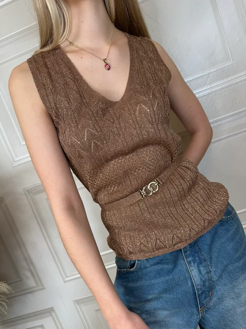 Top traforato con cintura - Kontatto