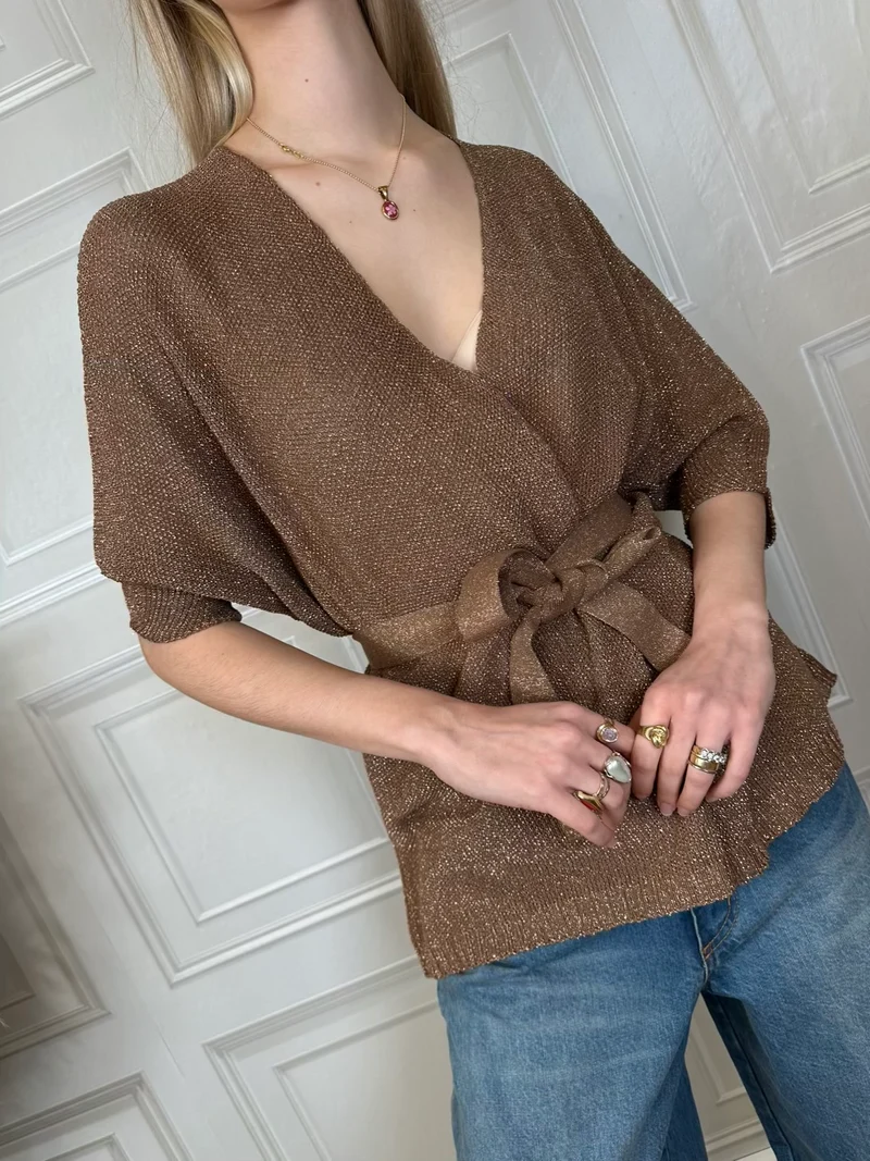Cardigan lurex Kimono con cintura - Kontatto