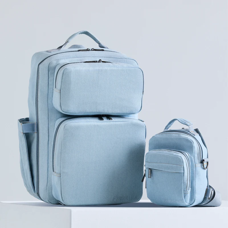 Classic Denim Mini Sling Bag & Backpack Bundle
