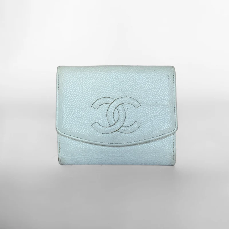 Chanel Portafoglio compatto Timeless CC Caviar bianco