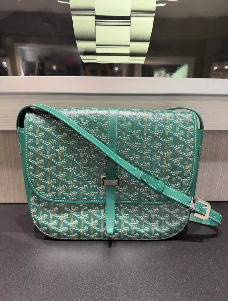 Borsa a tracolla Goyard Belvedere MM usata in Goyardine verde (2019)