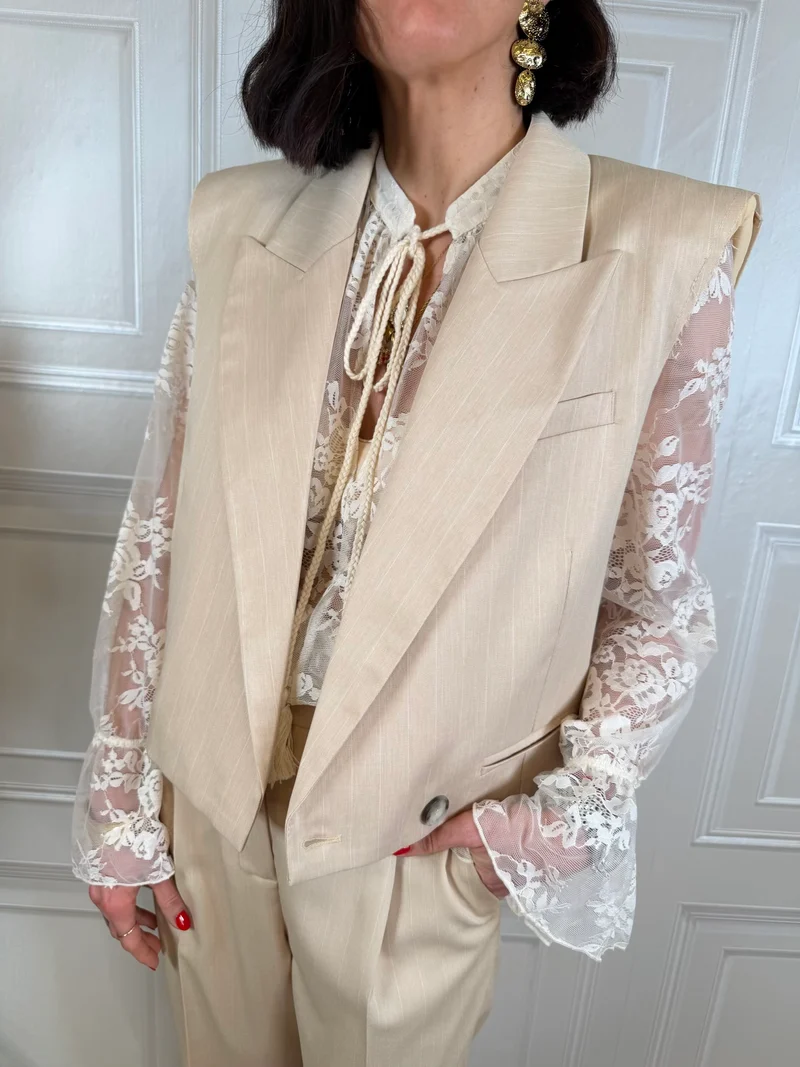 Gilet gessato beige - Vicolo