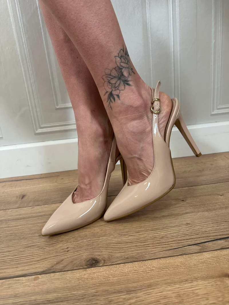 Décolleté slingback vernice rosa - Via Venezia