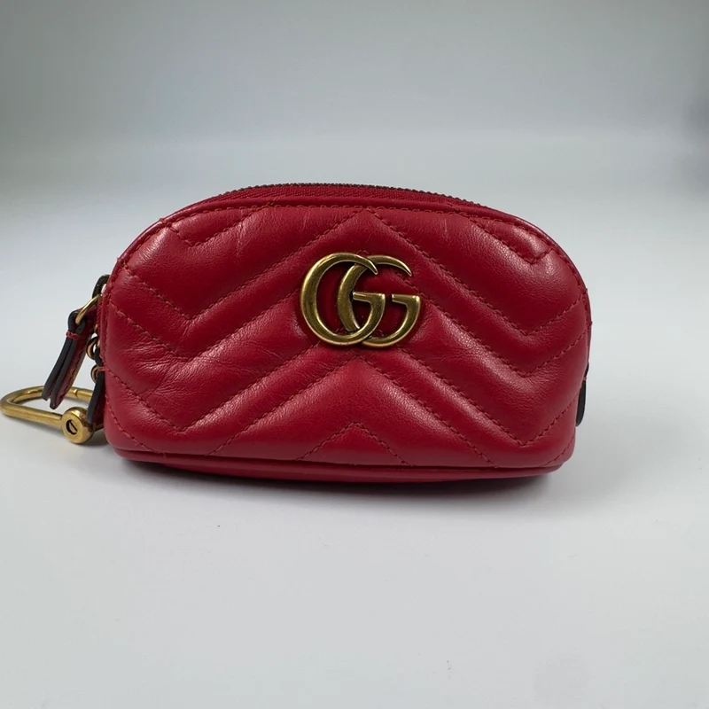 Portachiavi Gucci Marmont Red con zip piccolo, usato, 625691