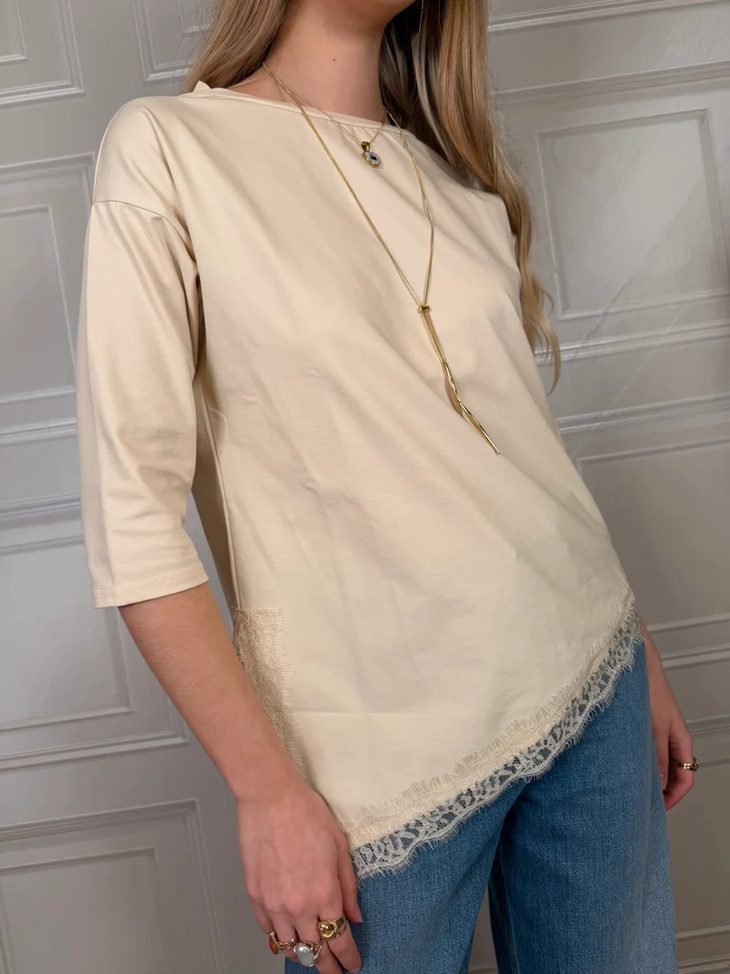 T-shirt asimmetrica pizzo - SusyMix