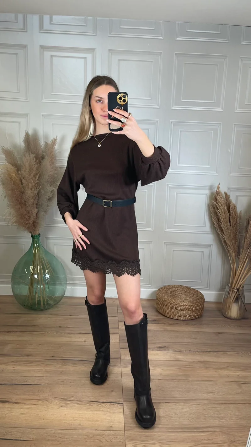 Abito in maglia fondo pizzo - Haveone