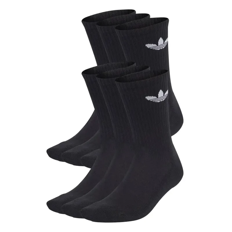 Trefoil Cushion Crew Socks 6 Pairs Black