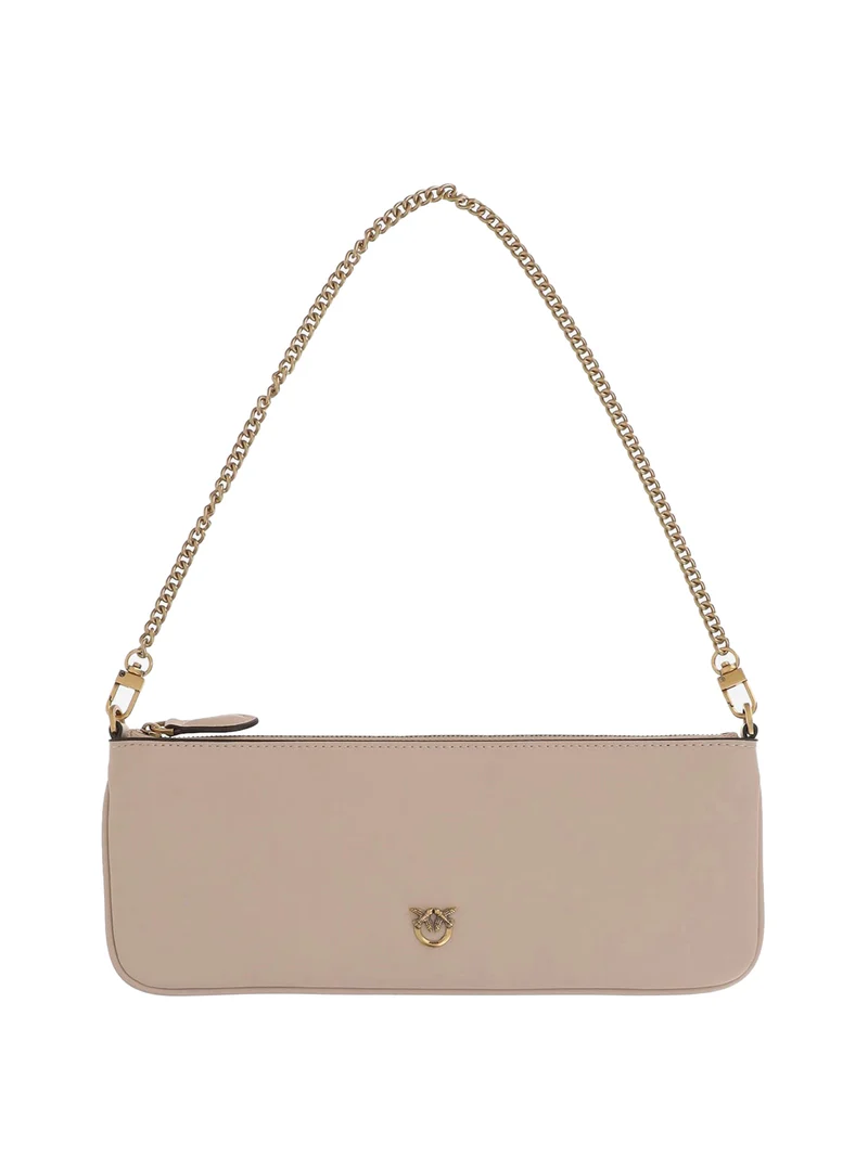 Pinko Borsa a Tracolla New Horizontal Flat Vitello Pinko - Beige/Grigio
