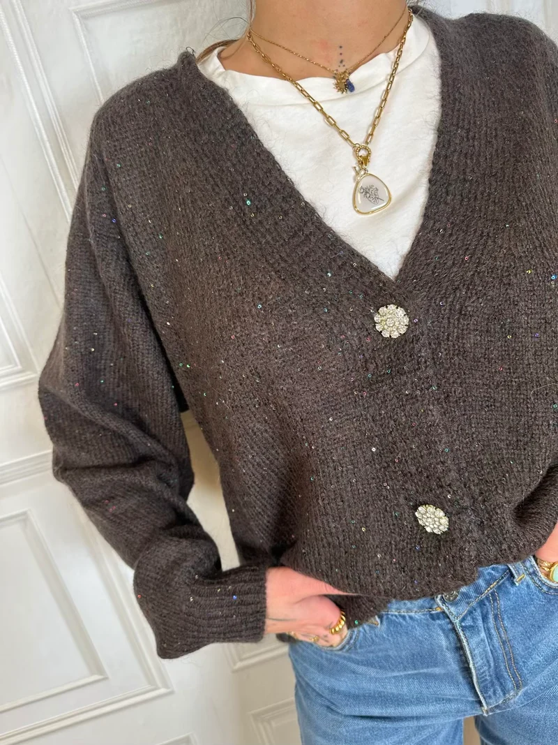 Giacchina bottoni gioiello micro paillettes - Kontatto