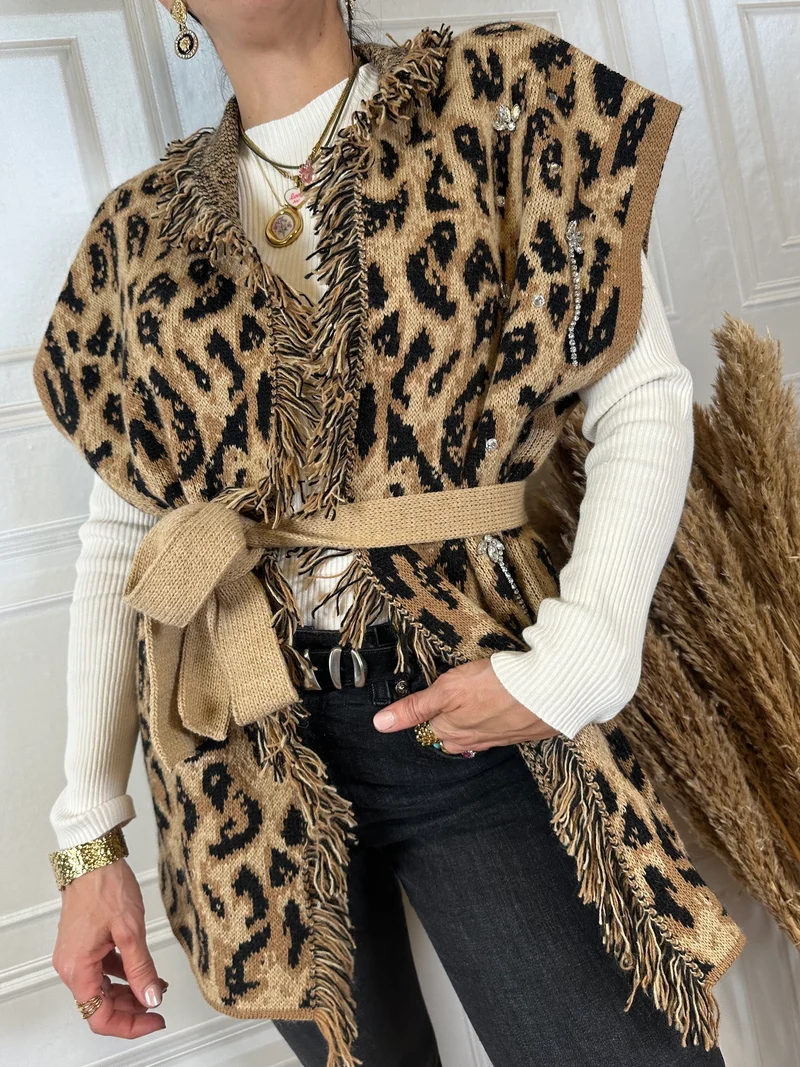 Gilet maculato strass - Haveone