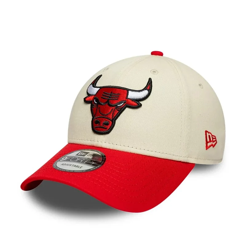 Chicago Bulls NBA Colourblock Cream & Red 9FORTY Adjustable Cap
