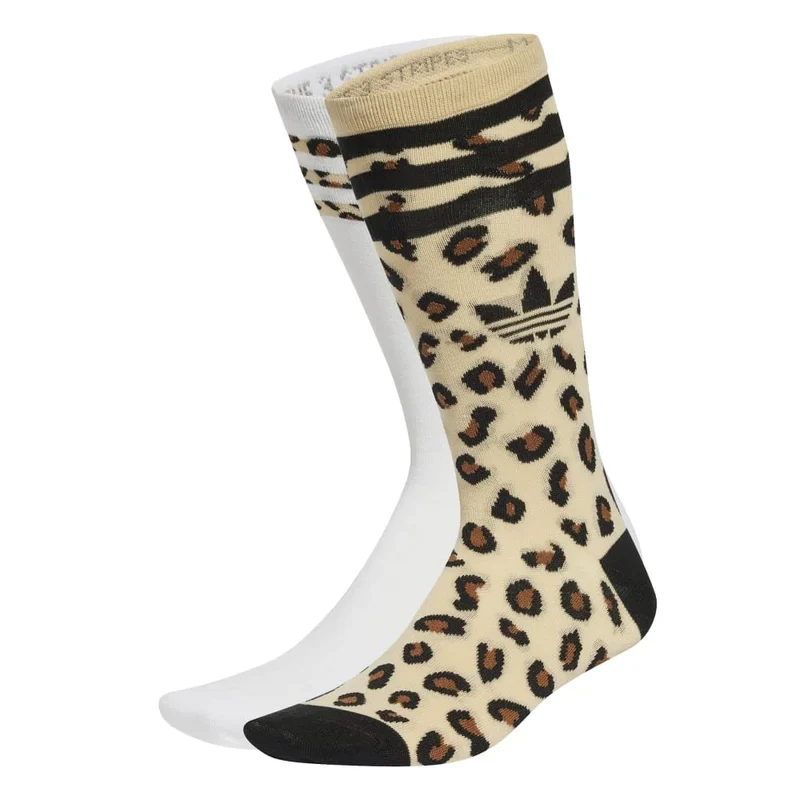 Leopard Crew Socks 2 Pairs Beige