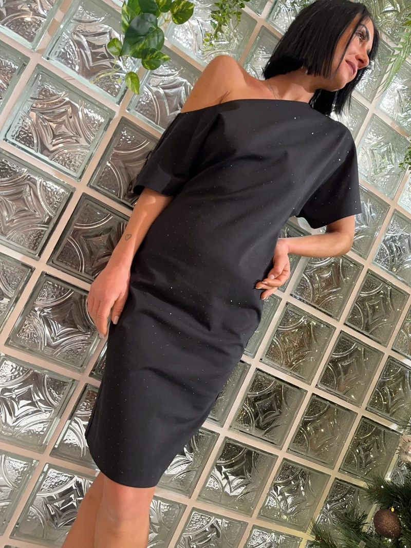 Abito maniche corte con strass - Kontatto