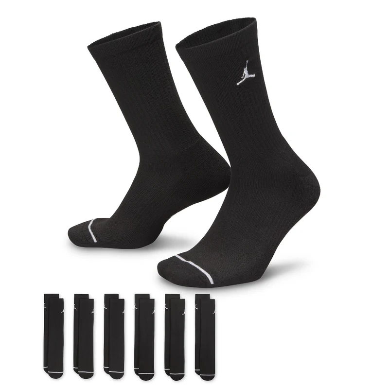 Everyday Cushioned Crew Socks (6 Pairs) Black