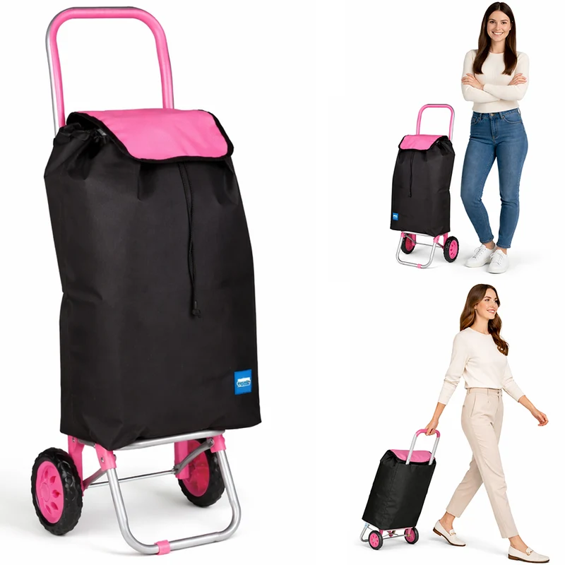 Carrello Poseidon Rosa con Interni Termici Trolley Frigo 35L Ruote 36x30x90cm