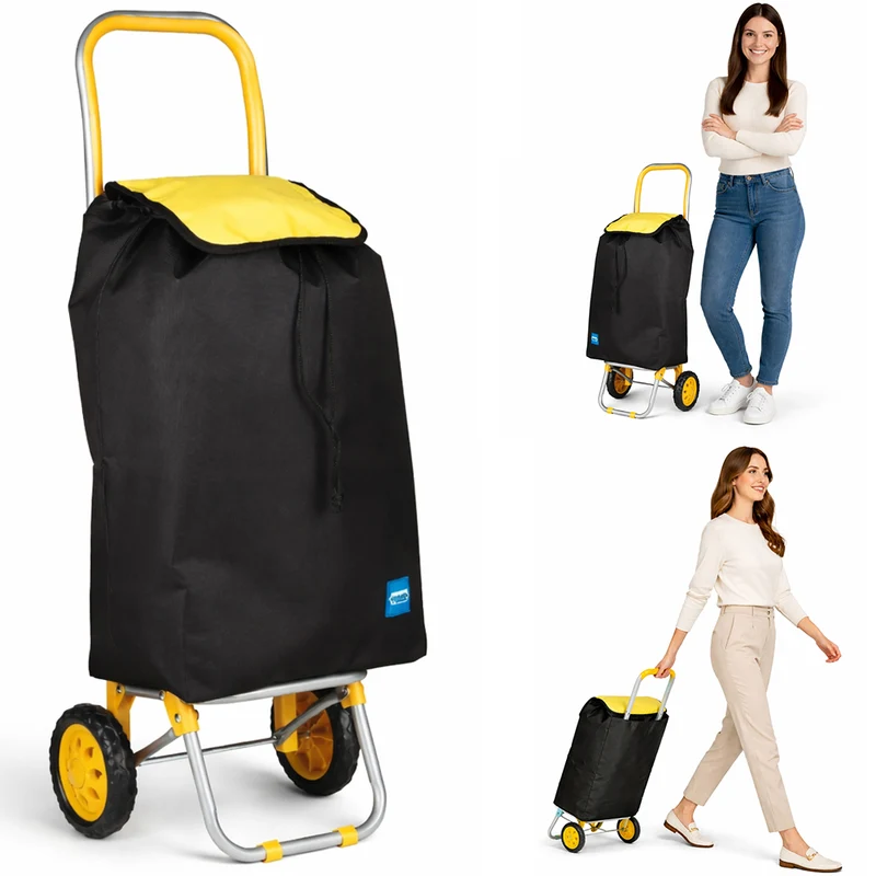 Carrello Poseidon Giallo con Interni Termici Trolley Frigo 35L Ruote 36x30x90cm